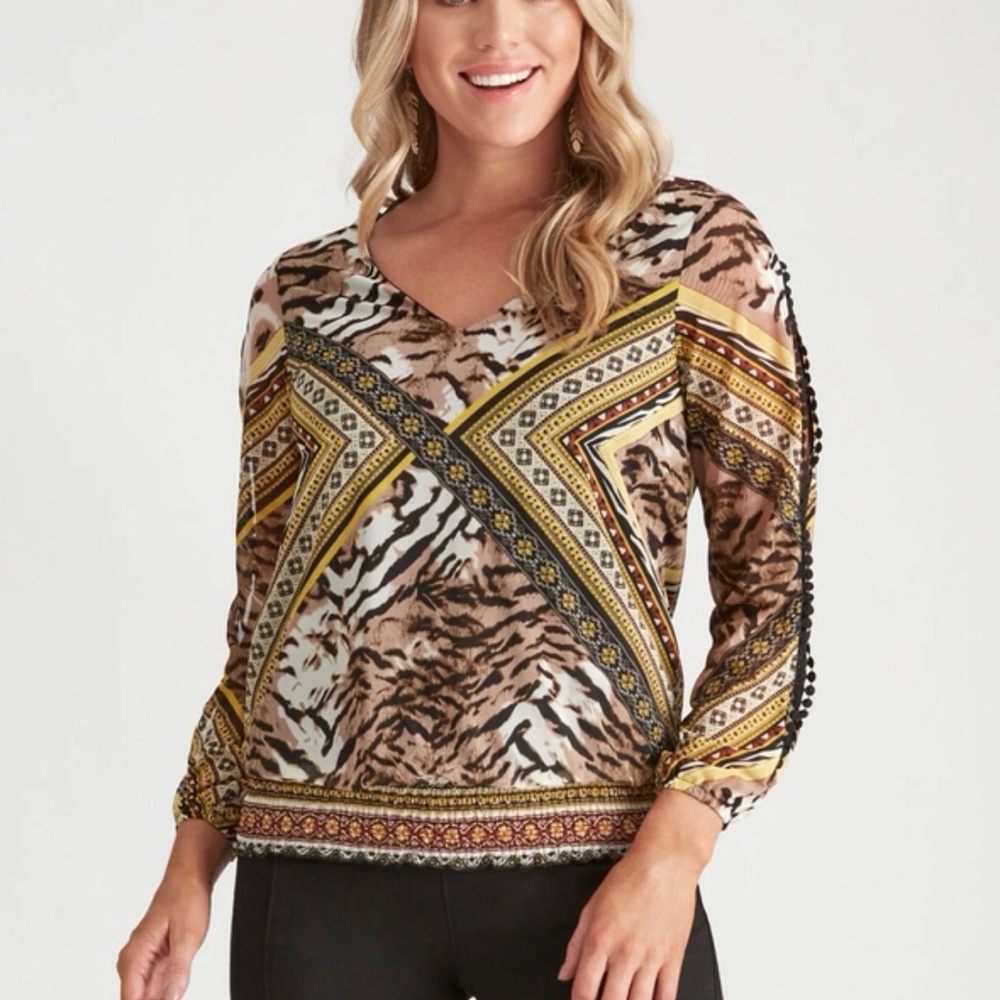Inc Xl cheetah multi print xl top